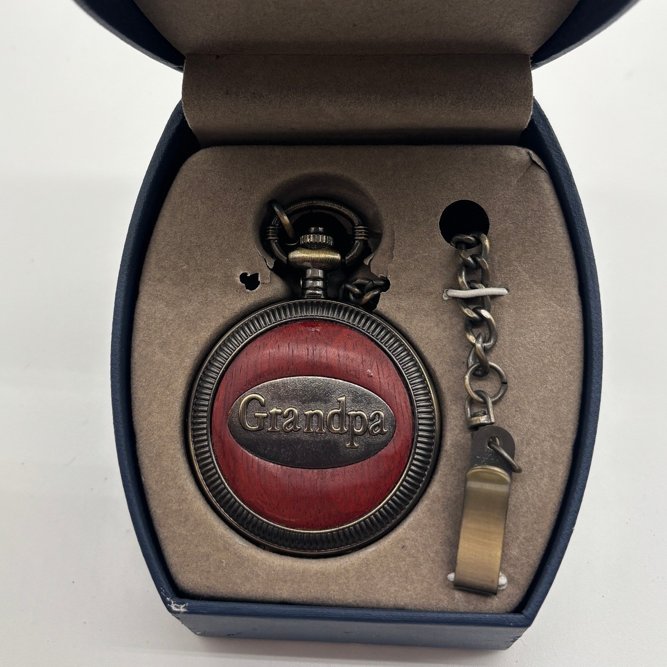 Antique Style Grandpa Pocket Watch With Chain And Presentation Box
